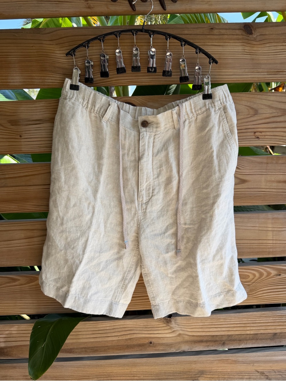 Caribbean Joe Cream Linen Flat Front Shorts